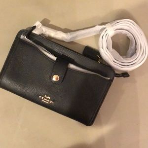 Coach Small Leather POP-up Messenger bag- black